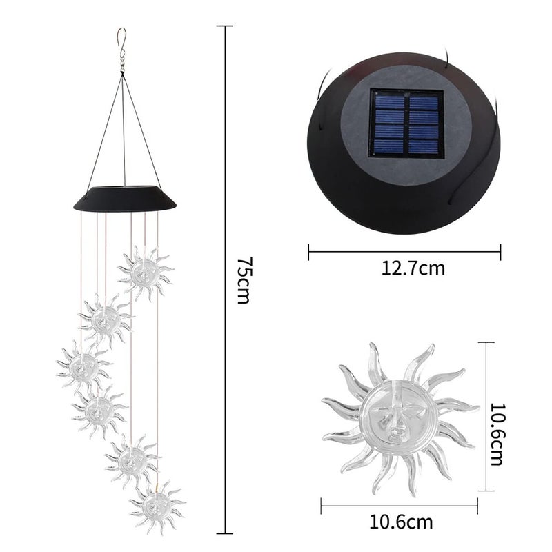 Natchcart Natchcart Decorative Hanging Solar Wind Chimes LED Color Changing Outdoor Indoor Waterproof Wind Mobile Lights for Balcony Garden Decor Great Gift Ideas Sun - Image 2