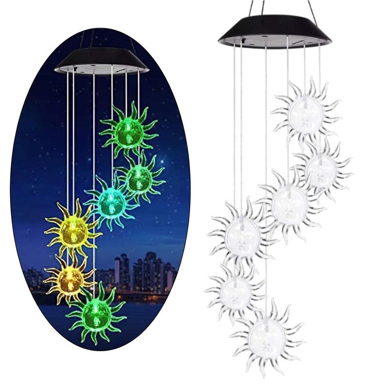 Natchcart Natchcart Decorative Hanging Solar Wind Chimes LED Color Changing Outdoor Indoor Waterproof Wind Mobile Lights for Balcony Garden Decor Great Gift Ideas Sun - Image 5