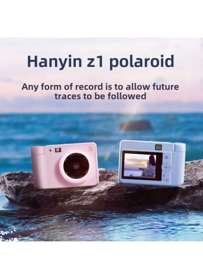 Generic Han Yin Z1 Polaroid One-time Imaging Camera Photo Printer Digital Photo Color Printing Student Camera-Color:Pink Contains 45 Photographic Paper, Official Standard  - Image 2