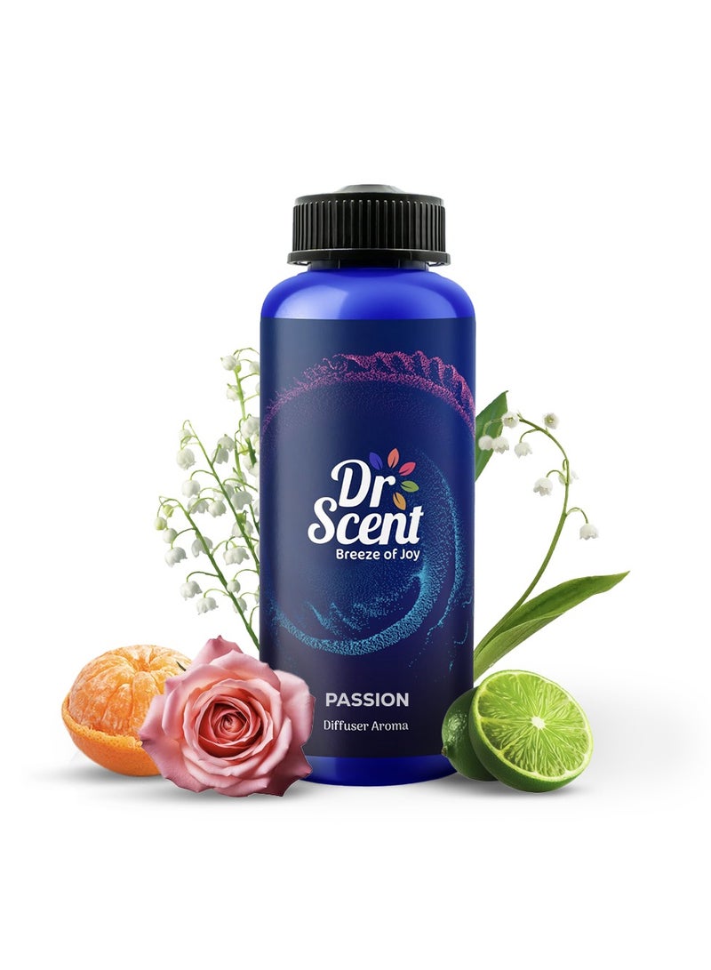 Dr Scent Diffuser Aroma Passion With Fresh Lime, Mandarin and Gentle Flowery Hints Lily and Rose - (500ml) | Made in the UK | Perfect for Offices, Homes, Shops, Hotel Rooms & Small Lobbie - Image 1