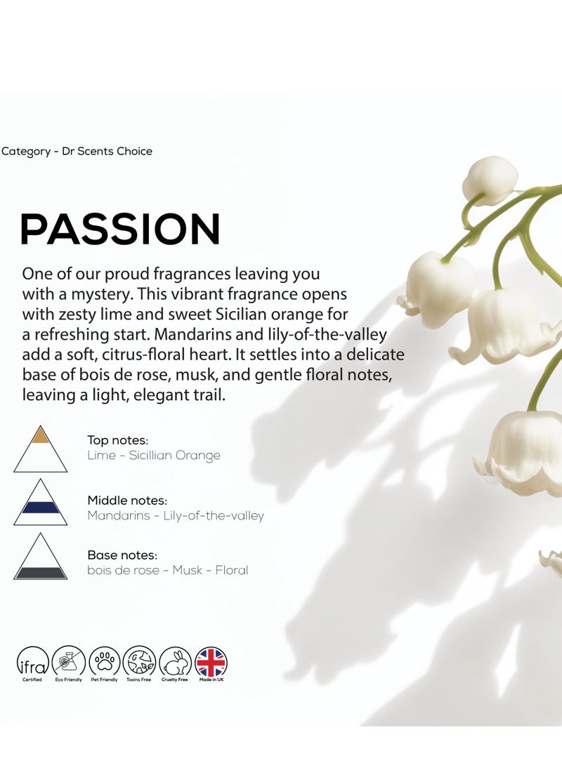 Dr Scent Diffuser Aroma Passion With Fresh Lime, Mandarin and Gentle Flowery Hints Lily and Rose - (500ml) | Made in the UK | Perfect for Offices, Homes, Shops, Hotel Rooms & Small Lobbie - Image 2