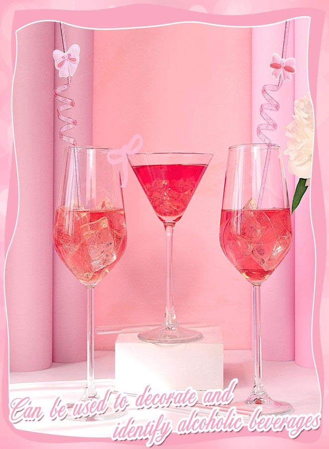 جيديف مجموعة جاديف من 56 قطعة من شفاطات الشرب الوردية المزينة بفيونكات لامعة، شفاطات بلاستيكية حلزونية قابلة لإعادة الاستخدام مع علامات للمشروبات، مثالية لحفلات أعياد الميلاد، وحفلات توديع العزوبية، وحفلات الزفاف، وحفلات استقبال المولود الجديد. - Image 5