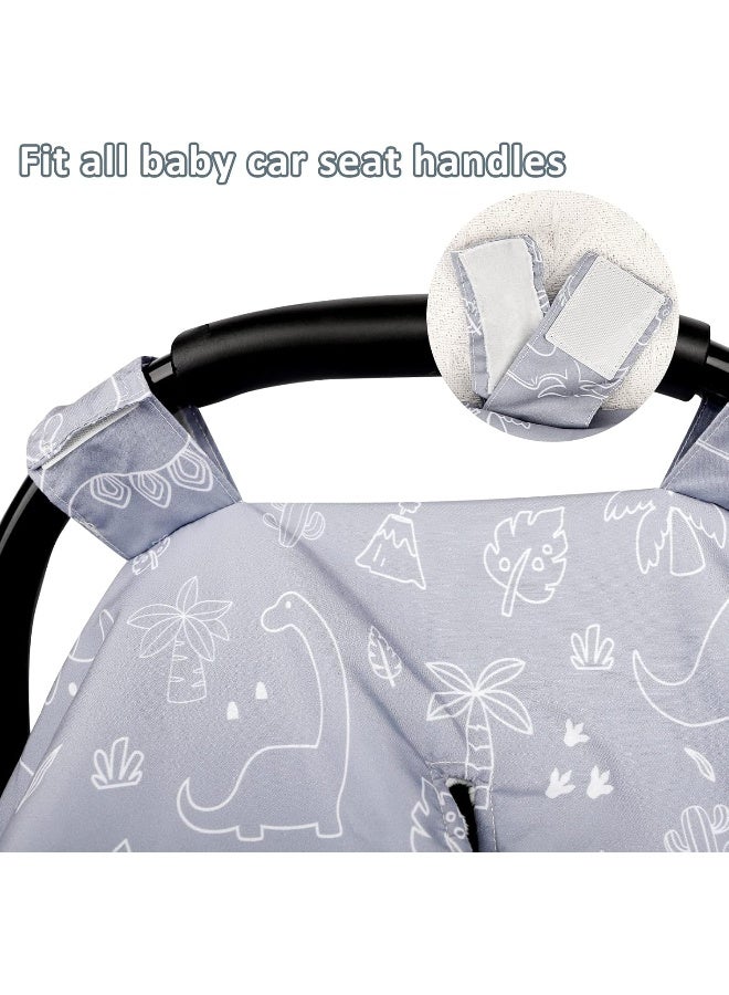 DILIMI Car Seat Covers for Babies, Peekaboo Opening Infant Car Seat Canopy for Baby Boys Girls, 2 in 1 Mom Nursing Breastfeeding Covers, Minky Warm Carseat Canopy for Newborn, Dinosaur - Image 3