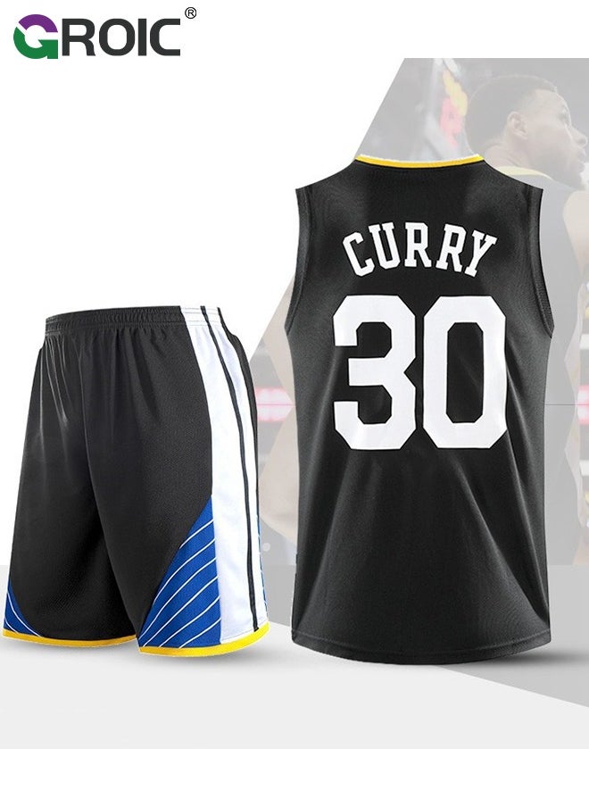 GROIC Basketball Jersey, Stephen Curry Jersey 30# Basketball T Shirt and Shorts, Basketball Jersey Shirt for Adults, Basketball Suits, Basketball Jersey Set, Suitable for 175-180CM  - Image 1