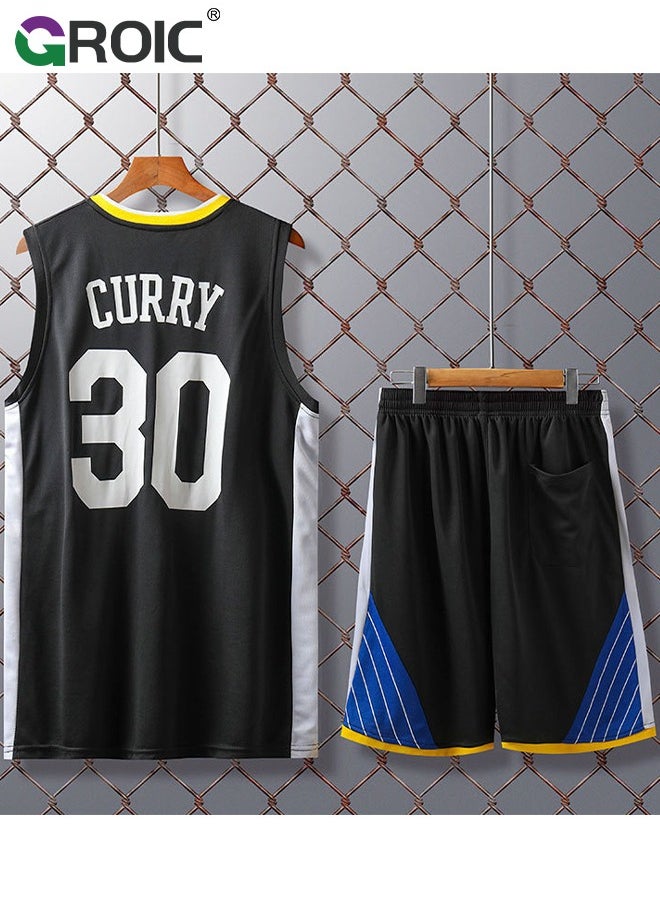 GROIC Basketball Jersey, Stephen Curry Jersey 30# Basketball T Shirt and Shorts, Basketball Jersey Shirt for Adults, Basketball Suits, Basketball Jersey Set, Suitable for 175-180CM  - Image 4