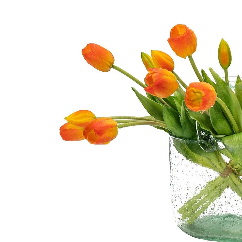 DUYONE 15pcs Artificial Tulips Flowers, Latex Bouquet, Fake Tulips for Office Wedding Party Home Kitchen Garden Decoration(Orange,15pcs) - Image 5