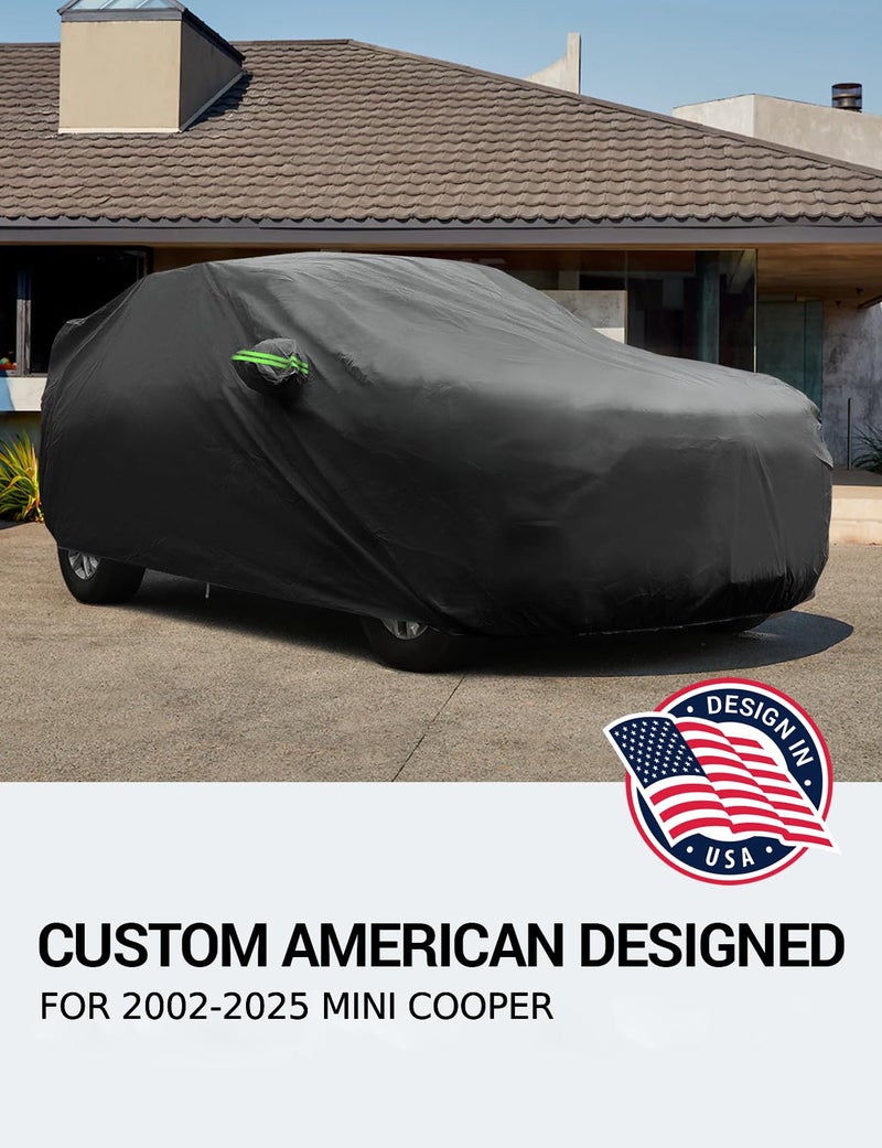 Proadsy 2025 Upgrade Car Cover for Mini Cooper 2002-2024 2025, Waterproof All Weather for Automobiles, Windproof Snowproof Rain Hail Sun UV Protection Full Outdoor Indoor Exterior Car Covers, Black - Image 2
