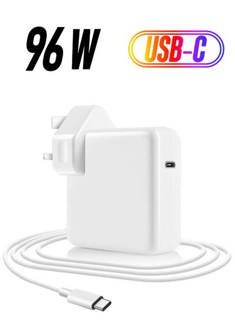 96W Type C Macbook Pro-Air Fast Replacement Charger, Power Adapter works with 13, 14, 15, 16 Inch 2016/17/18/19/20 Model Laptops, Tabs & Smartphones, Thunderbolt Charger with USB C Cable, iPhone 15