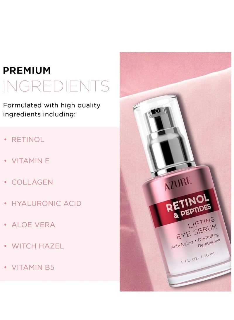 Azure Azure Cosmetics Retinol & Peptides Lifting Eye Serum - Anti Aging, De-Puffing & Revitalizing Dark Circle Corrector - Reduces Wrinkles, Fine Lines & Under Eye Bags - Made in Korea - 30mL / 1 fl.oz.  - Image 2