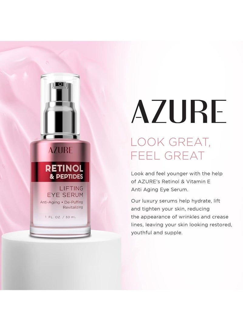 Azure Azure Cosmetics Retinol & Peptides Lifting Eye Serum - Anti Aging, De-Puffing & Revitalizing Dark Circle Corrector - Reduces Wrinkles, Fine Lines & Under Eye Bags - Made in Korea - 30mL / 1 fl.oz.  - Image 4