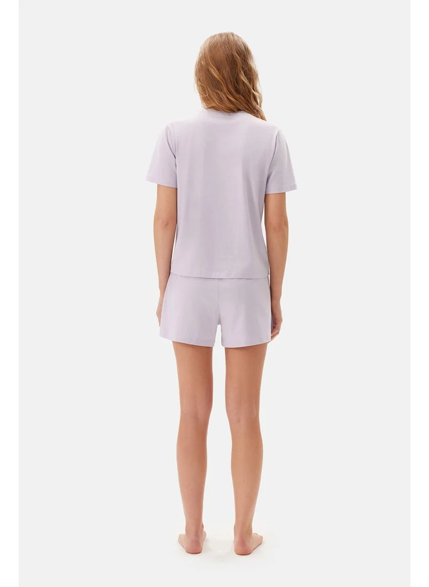 داجي Lila Bis Collar Supima T-Shirt Shorts Pajama Set