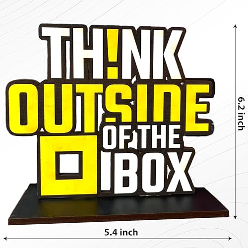 CVANU Wooden Positive Quote Think Outside of The Box Idols & Figurine Table Decor Item| Modern Art Showpiece for Office Desk| Study| Book Shelf| Home Decoration and Gift (6.2inchX5.4inch)_S91 - Image 2