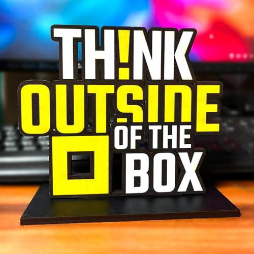 CVANU Wooden Positive Quote Think Outside of The Box Idols & Figurine Table Decor Item| Modern Art Showpiece for Office Desk| Study| Book Shelf| Home Decoration and Gift (6.2inchX5.4inch)_S91 - Image 1