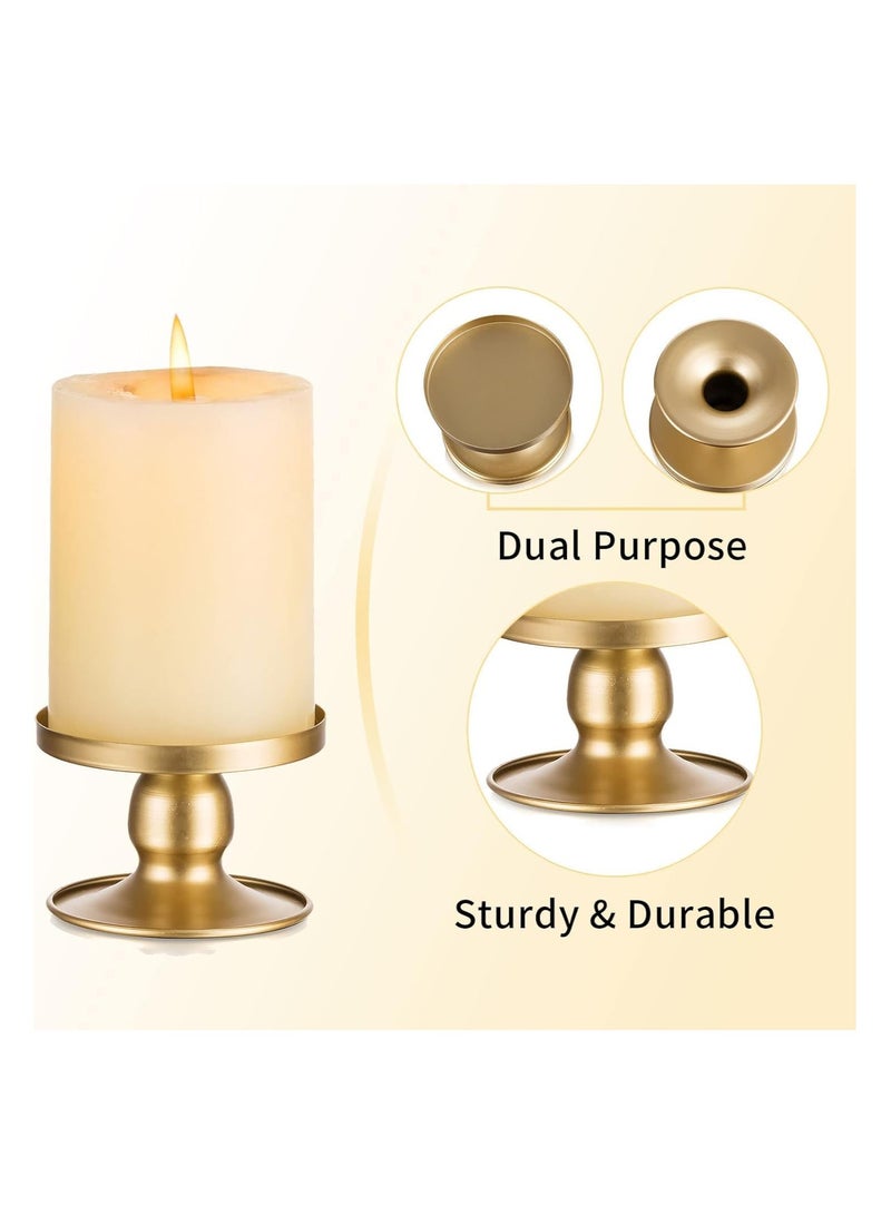 KASTWAVE Candle Holders for Pillar Candles, 4 Pcs Gold Pillar & Taper Candle Holder, Small Metal Candle Stick Candle Holder for Wedding, Dining Room Table Centerpiece, Holiday Decor - Image 5
