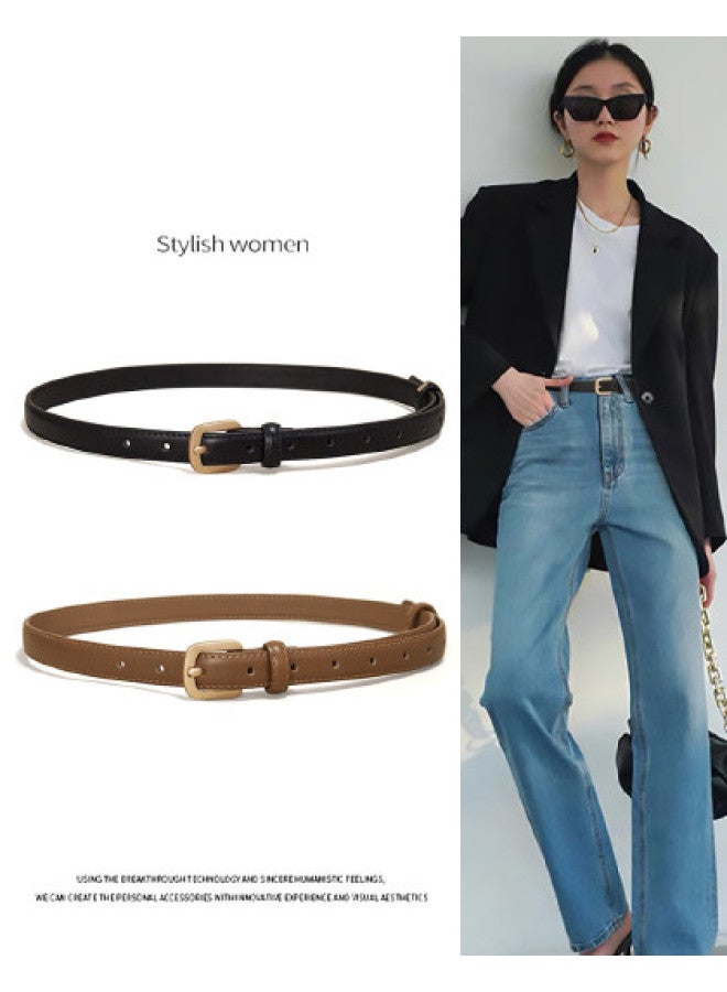 SAFIYA Qixi Festival Gift】2025 New Two-layer Cowhide Belt For Women, Jeans Belt With Pin Buckle - Image 1