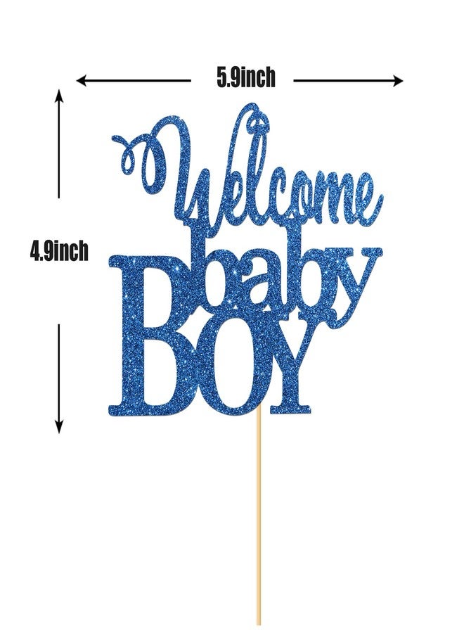 Maicaiffe Royal Blue Welcome Baby Boy Cake Topper - Baby Shower & Birthday Party Decorations - Gender Reveal for Baby Boy - Image 2