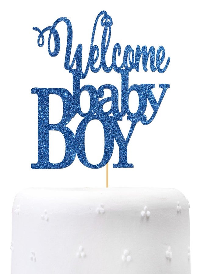 Maicaiffe Royal Blue Welcome Baby Boy Cake Topper - Baby Shower & Birthday Party Decorations - Gender Reveal for Baby Boy - Image 1