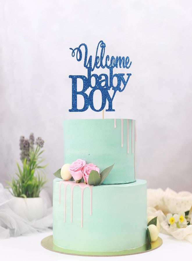 Maicaiffe Royal Blue Welcome Baby Boy Cake Topper - Baby Shower & Birthday Party Decorations - Gender Reveal for Baby Boy - Image 4