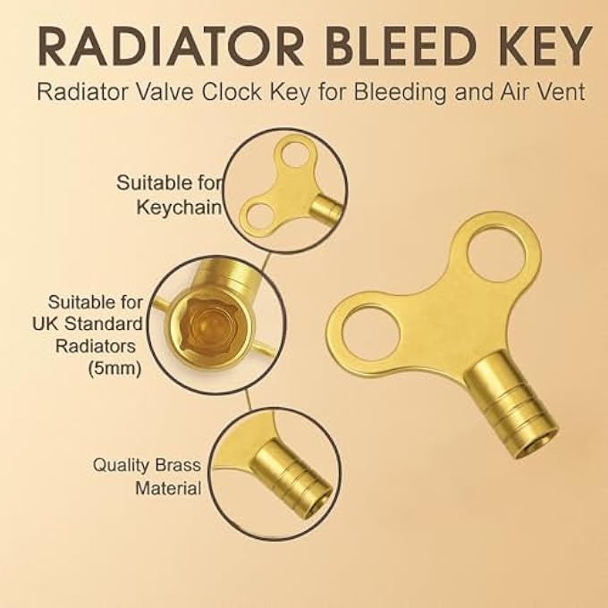 RADIATOR KEY BLEED KEY UK | UNIVERSAL METAL RADIATOR KEYS PACK OF 2 | PROFESSIONAL BRASS AND SQUARE RADIATOR BLEED KEY SET FOR PLUMBERS AND HOME USE - Image 2