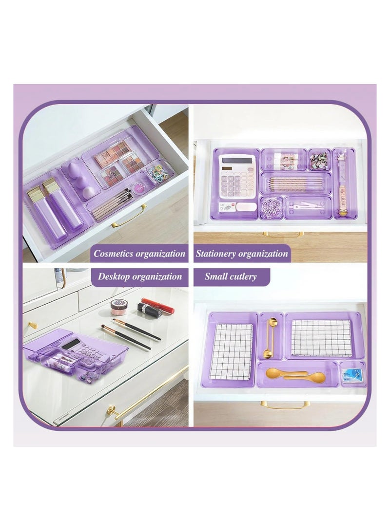 Set of 9 clear plastic drawer organizers, multi-size, organize drawers in bathroom, makeup, jewelry, kitchen and office. - Image 4