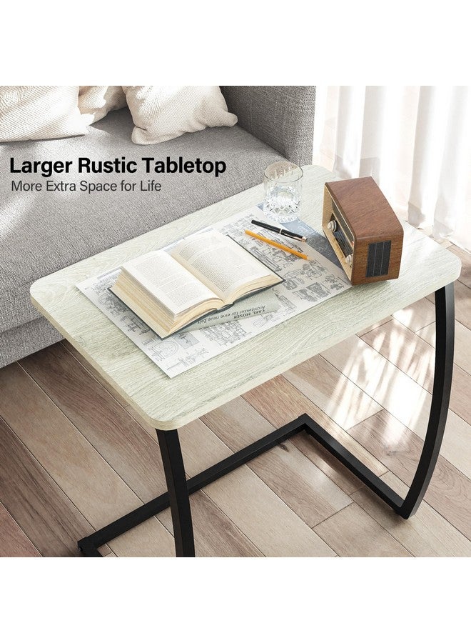 SRIWATANA Side Table, End Table, Vintage C-Shaped Couch Table for Sofa Laptop Coffee Snack, Light Grey - Image 5