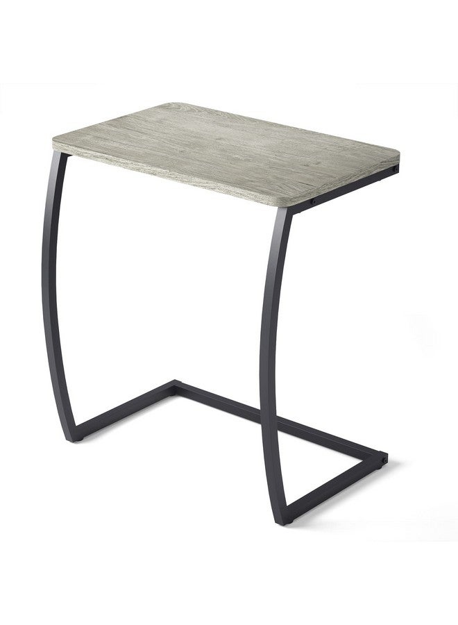 SRIWATANA Side Table, End Table, Vintage C-Shaped Couch Table for Sofa Laptop Coffee Snack, Light Grey - Image 1
