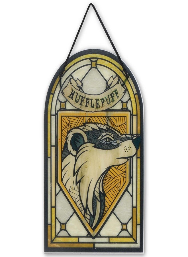 Open Road Brands Harry Potter Hufflepuff Crest Hanging Acrylic Wall Decor - Beautiful Hufflepuff Wall Art for Home - Image 1