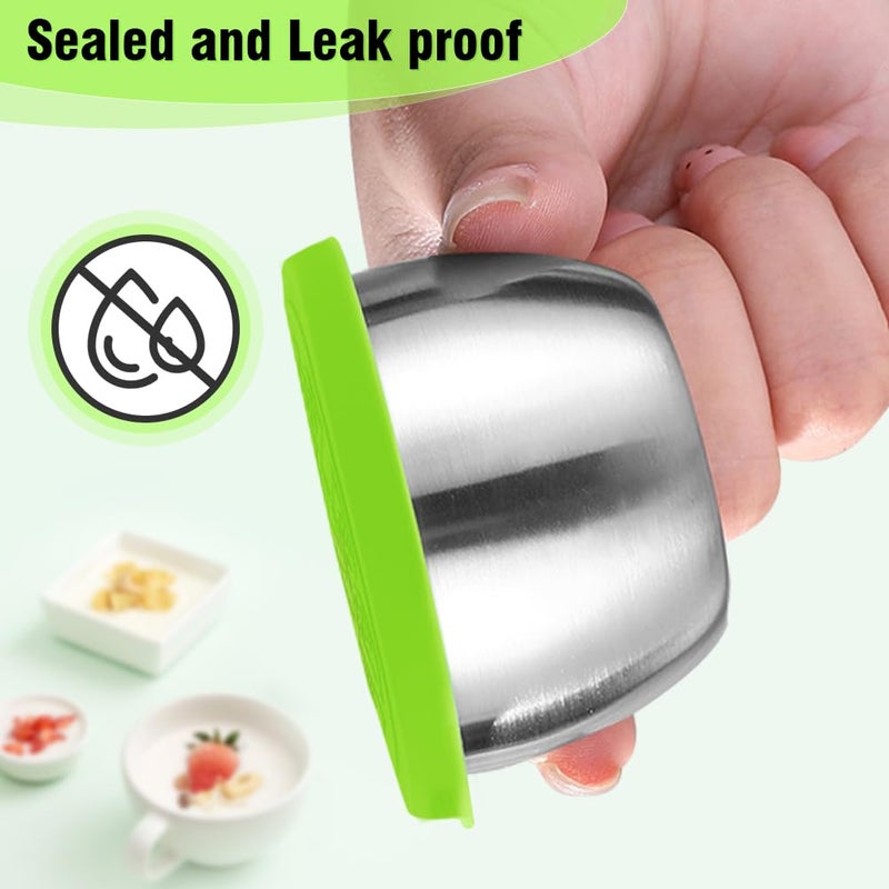 Newception 6pcs 1.6oz Stainless Steel Condiment Cups with Leak-Proof Lids - Perfect for salads, dips, and sauces. Portable design ideal for picnics, travel, and meal prep. Reusable & easy to clean - Image 4