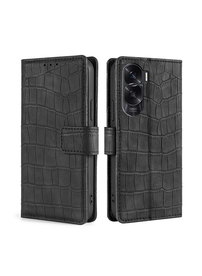 Green Tiger Case For Honor X50i 5G / 9 Lite Skin Feel Crocodile Magnetic Clasp Leather Phone Case - Image 1
