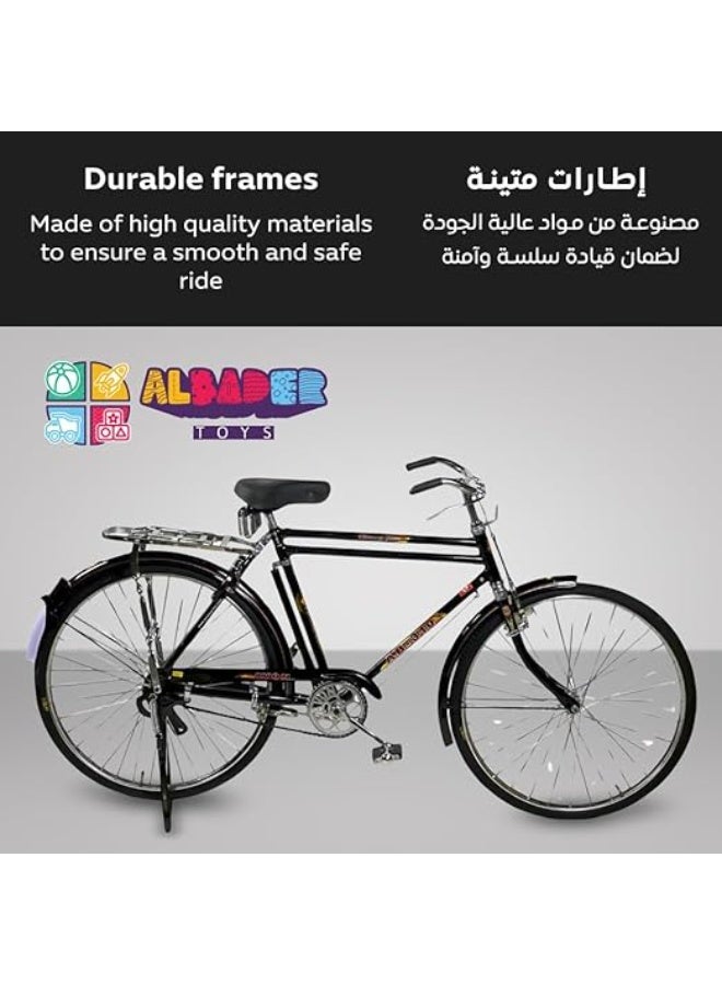 AL BADER Indina Bicycle With Classic Design, Made In India, 28 Inch Size With Safety Lock And Key, With Additional Seat, Dual Brakes, Air Tires (Black). - Image 3