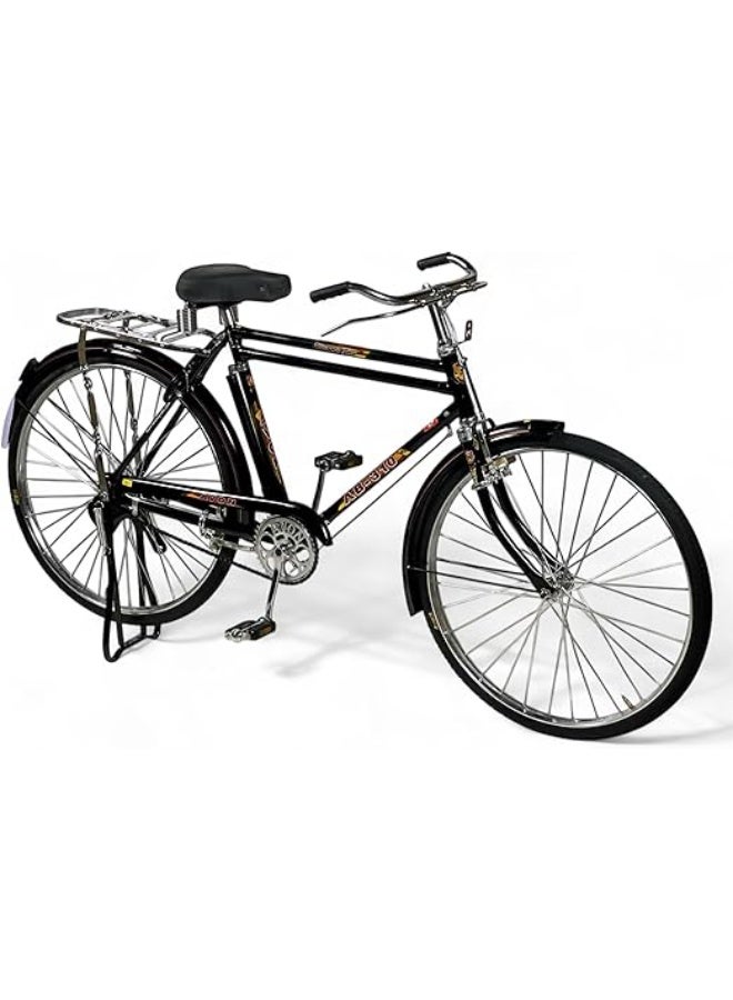 AL BADER Indina Bicycle With Classic Design, Made In India, 28 Inch Size With Safety Lock And Key, With Additional Seat, Dual Brakes, Air Tires (Black). - Image 1