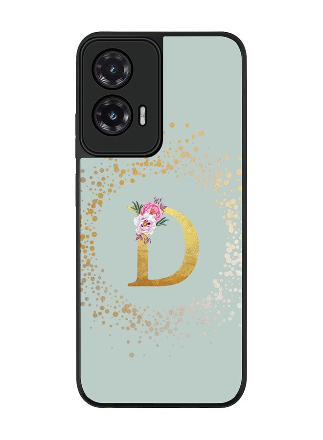 Stylizedd For Motorola Moto G35 Case,Slim fit Camera Protection, Shockproof Thin Phone cover  - Custom Monogram Floral - D  (Light Grey )