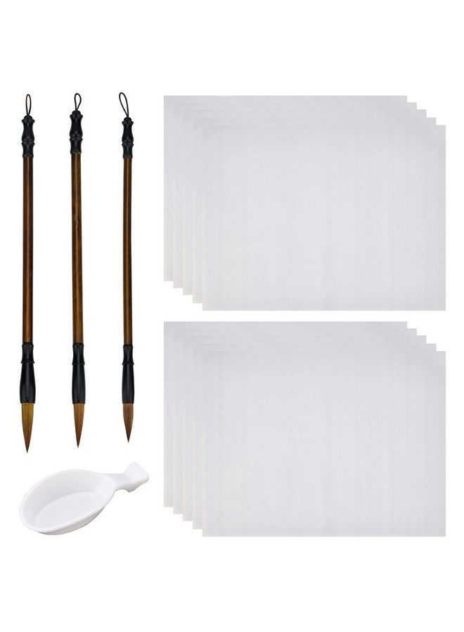 بي إتش باندا هول مجموعة أدوات الخط الصيني من PH PandaHall، 14 قطعة بدون حبر، ورق قماش للكتابة بالماء قابل لإعادة الاستخدام، فرش الخط الصيني التقليدي وطبق ماء للمبتدئين لممارسة السنة الصينية الجديدة، 17 × 13 بوصة - Image 1