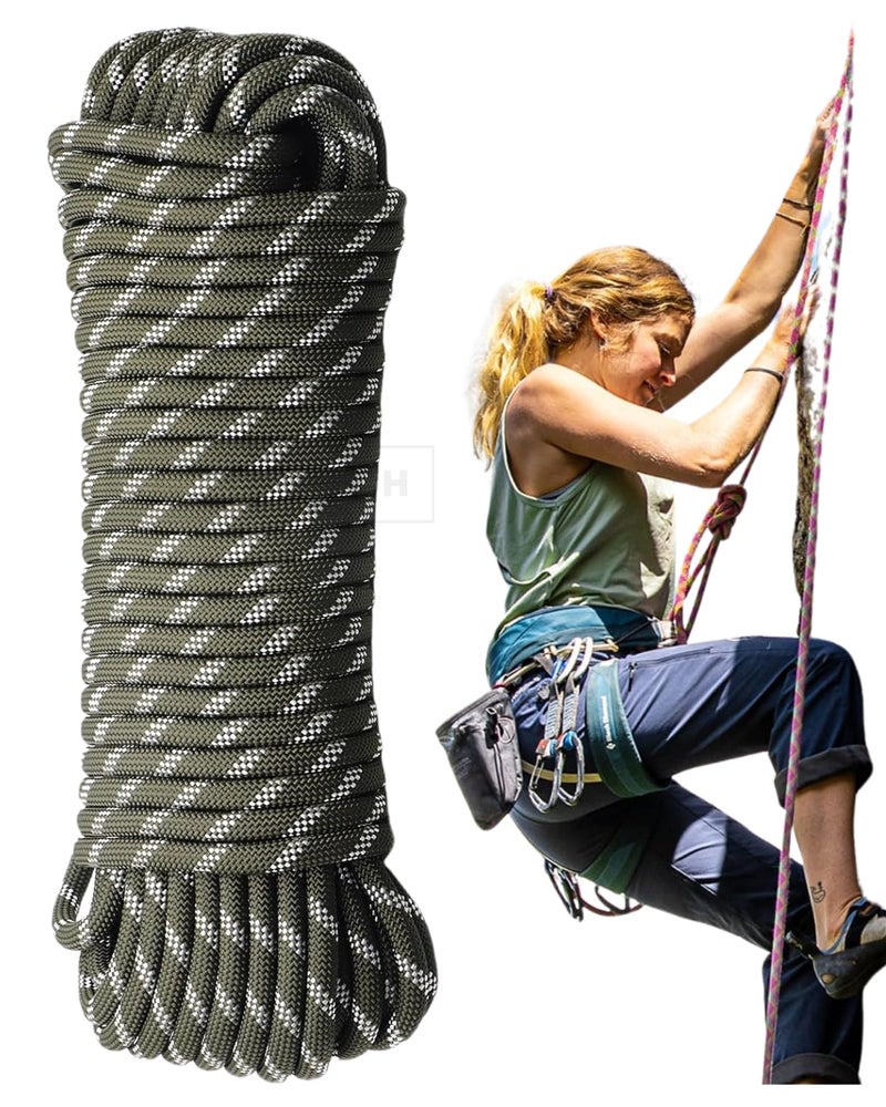 White Tech 8mm Static Climbing Rope 100% Nylon Black Rock Climbing Rope 14Kn Breaking Strength for Outdoor Survival Accessory Safety for Outdoor Survival, Hiking, Mountaineering (8MM 10MTR) - Image 1
