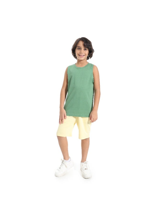 Andora Cut Sleeves Loose Fit Basic T-Shirt_Pale Green - Image 5