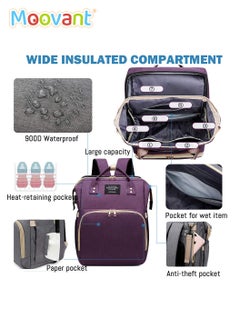 Baby Diaper Bag Backpack with Changing Station, Waterproof Mommy Bag with Portable Change Mat & USB Charge Port, Large Capacity Travel Mother Backpack with Stroller Straps for Newborn Mother Father, Purple - pzsku/Z3BB82DEAEFF024B88EA4Z/45/_/1713172460/399873ac-d99c-4dd4-8816-649fdee73965