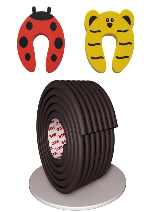 OLWICK® 1 Piece High Dense Foam 2 Meter Baby Proofing Edge & Corner Guards Strip + 2 Piece Door Baby Finger Pinch Guards (Brown) - Image 1