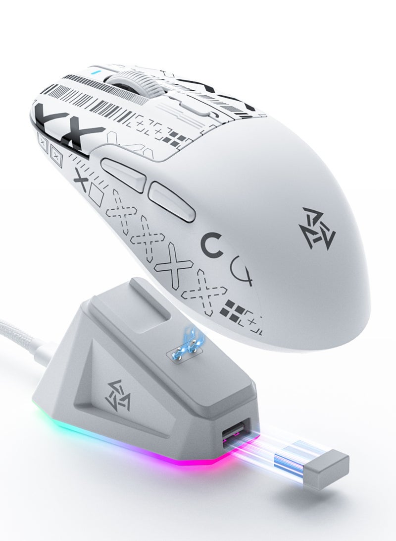 DuneVoyager SE1 Wireless Three Mode Mouse with Ribbon, 66g Ultra Light, Bluetooth/2.4G Wireless Gaming Mouse, Gaming Mouse with Software, Gaming Mouse with Charging Dock, DPI Adjustable to 12800，1000Hz Rate of Return (Black and with Sticker) - Image 1