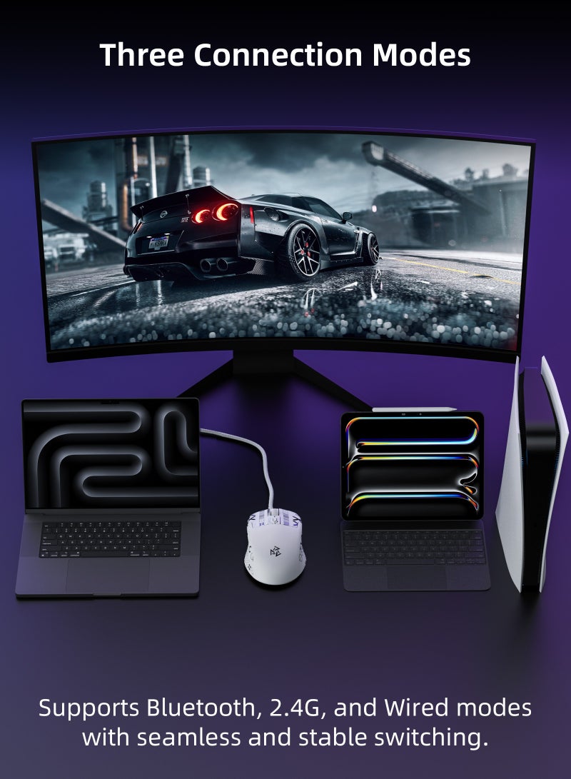 DuneVoyager SE1 Wireless Three Mode Mouse with Ribbon, 66g Ultra Light, Bluetooth/2.4G Wireless Gaming Mouse, Gaming Mouse with Software, Gaming Mouse with Charging Dock, DPI Adjustable to 12800，1000Hz Rate of Return (Black and with Sticker) - Image 5