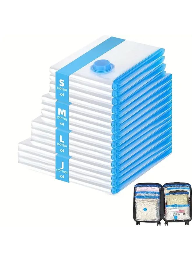 4 Pack Vacuum Sealed Travel Compression Bags 40x60cm Space Saving No Pump Needed - Image 1