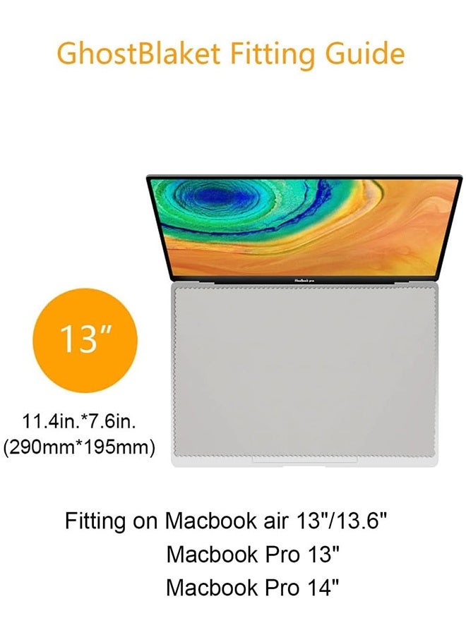 بشكل مختصر مفرش حماية بصمة لوحة المفاتيح وشاشة من النسيج الميكروفيبر ومفرش التنظيف متوافق مع MacBook Air 13"/M2 13.6"، MacBook Pro 14" و MacBook Pro 13"، مفرش تغطية لوحة المفاتيح من النسيج الميكروفيبر - Image 2