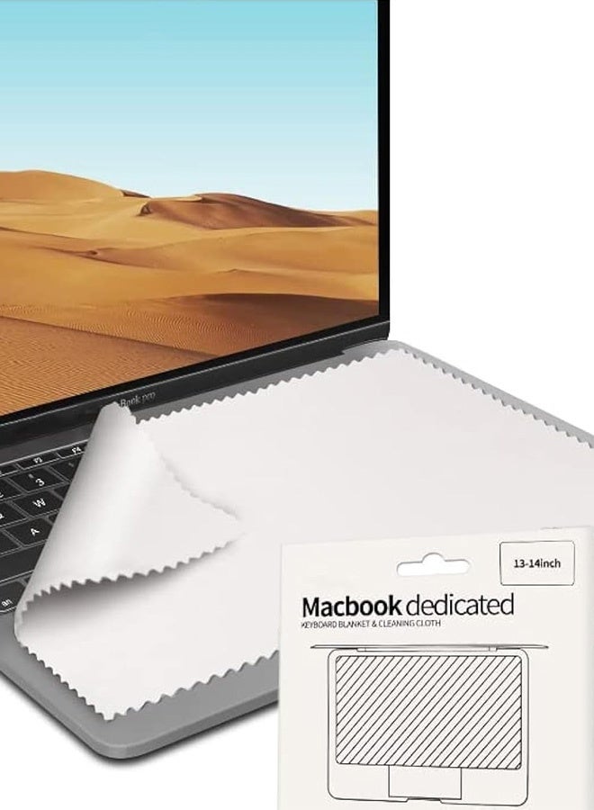 بشكل مختصر مفرش حماية بصمة لوحة المفاتيح وشاشة من النسيج الميكروفيبر ومفرش التنظيف متوافق مع MacBook Air 13"/M2 13.6"، MacBook Pro 14" و MacBook Pro 13"، مفرش تغطية لوحة المفاتيح من النسيج الميكروفيبر - Image 1