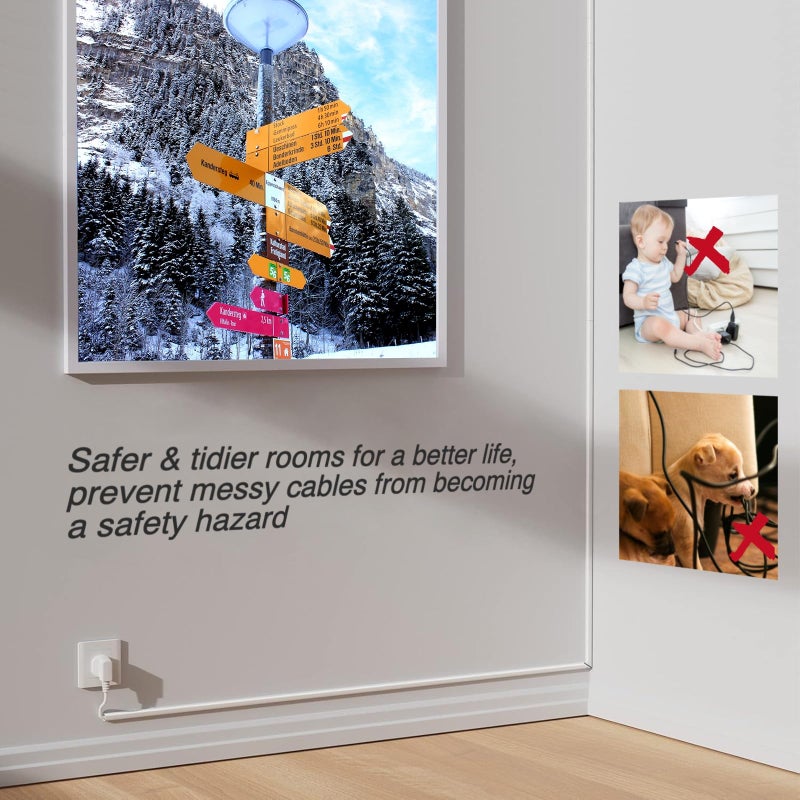 cuysfead 39â€TV Cord Hider for Wall Mounted TV, Selfadhesive Wall Cable Hider for 1 Cord, Flexible Silicone White Cord Covers Wire Hiders for Cords on Wall,Babyproof Cable Concealer Raceway Management - Image 4