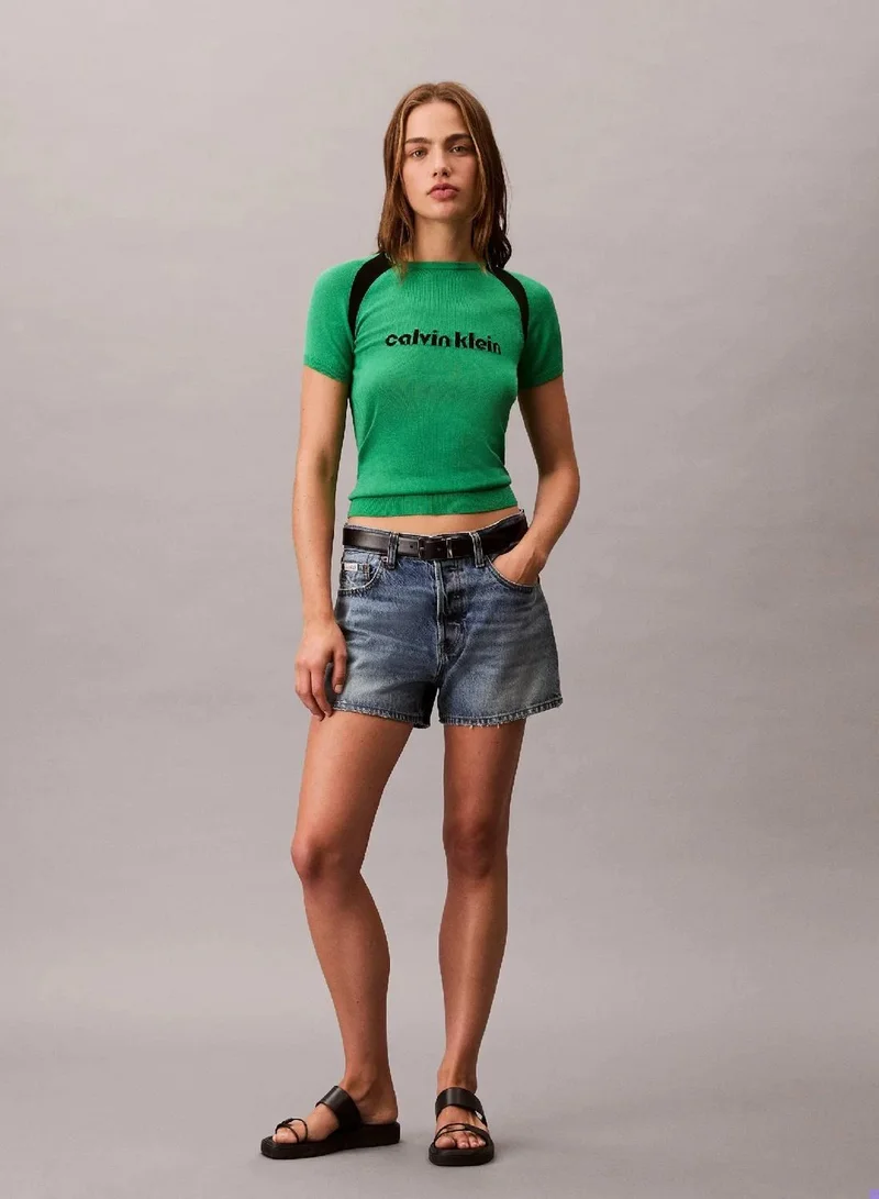 Contrast Logo Graphic Slim T-Shirt
