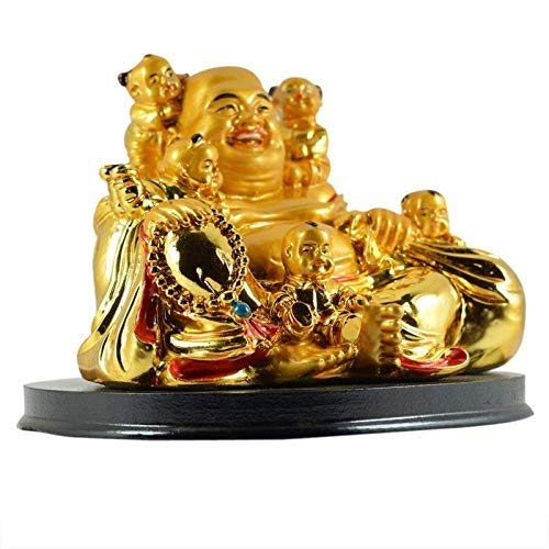 GJ Feng Shui Laughing Buddha with Five Children/Boy Babies/Kids Showpiece in Polyresin - Image 3