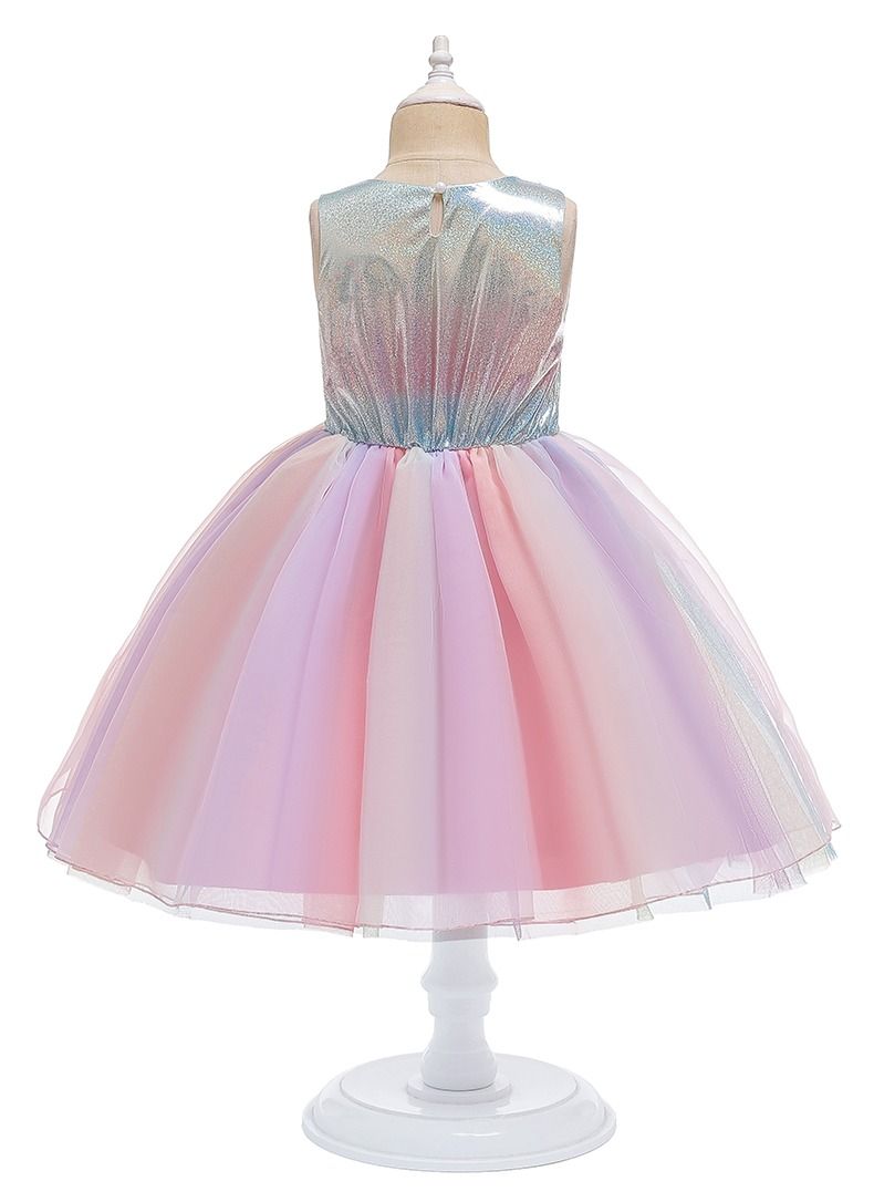 Loquat New bowknot children skirt INS children's dress children's princess dress gauze gift clothing PINK  - Image 2
