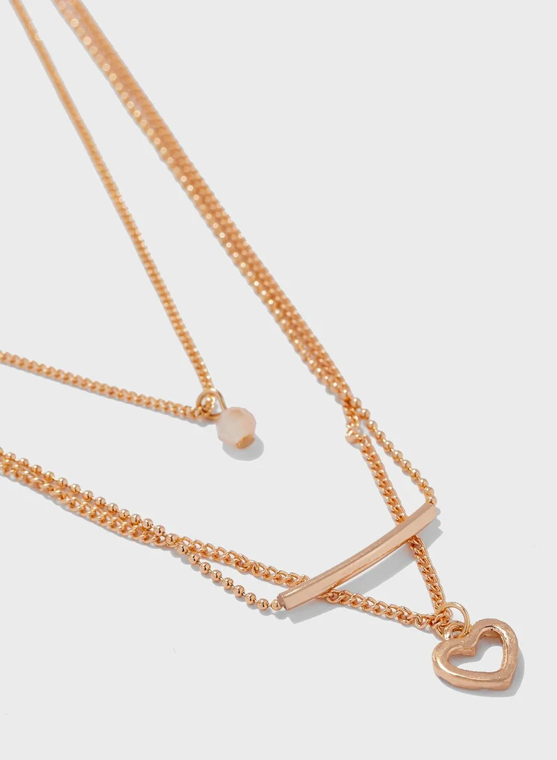 NEW LOOK Layered Mini Heart Pendant Necklace