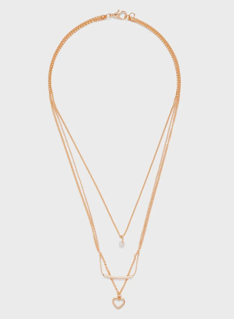 NEW LOOK Layered Mini Heart Pendant Necklace