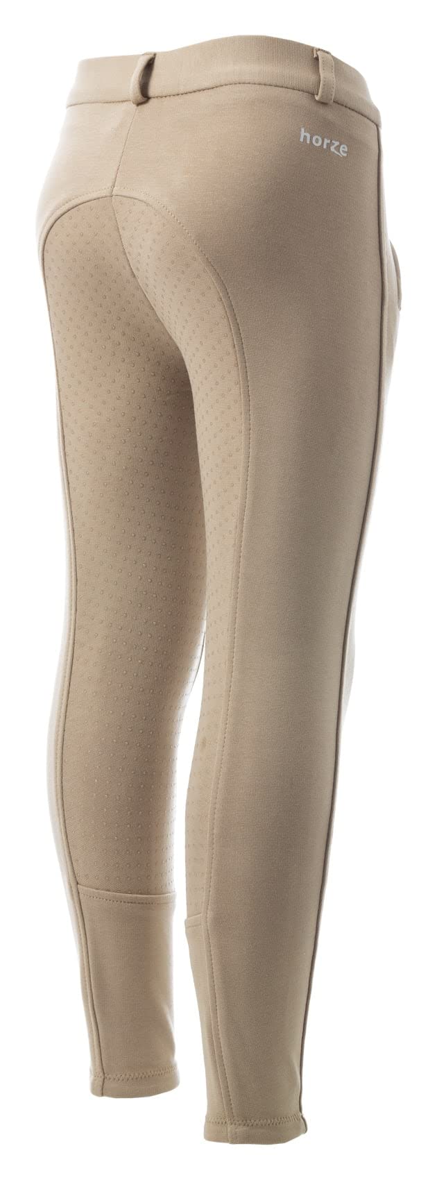HORZE Active Kids' Unisex Silicone Grip Full Seat Horseback Riding Breeches - Tan - M - Image 5