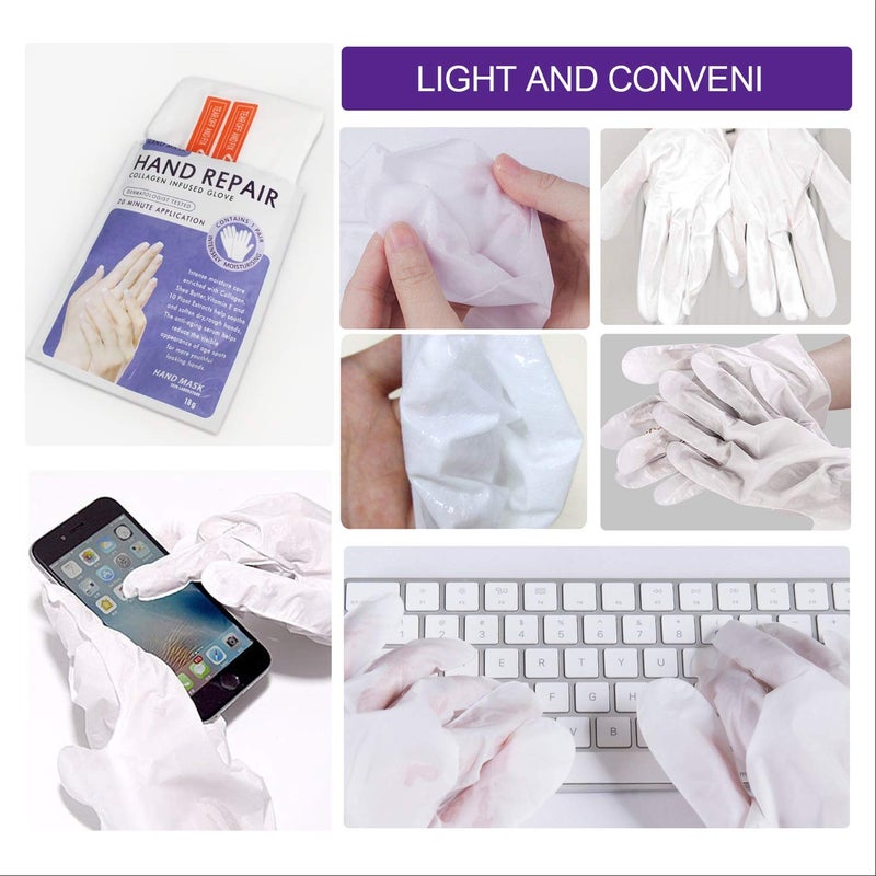 MianYang 5 Pairs Hands Moisturizing Gloves, Hand Skin Repair Renew Mask Infused Collagen, Vitamins + Natural Plant Extracts for Dry, Aging, Cracked Hands (5 Pairs Hand mask) - Image 4